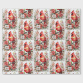 Kardinaal Rode Vogel Mooie Waterverf Kerstmis Cadeaupapier (Vlak)