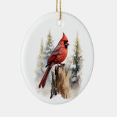 Kardinaal Rode Vogel Waterverf Gepersonaliseerd Ke Keramisch Ornament (Rechts)