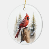 Kardinaal Rode Vogel Waterverf Gepersonaliseerd Ke Keramisch Ornament (Links)