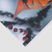 Kardinaal Rode Winter Sneeuw Boom Illustratie Tissuepapier (Detail)