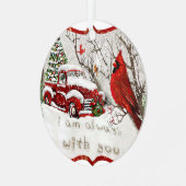 Kardinaal Rood Bird Memorial Ik ben altijd bij je. Metalen Ornament (Voorkant links)