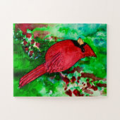Kardinaal Rood Groen kleurrijk Boswater-colo Legpuzzel (Horizontaal)
