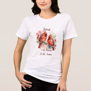 Kardinaal Rood in Kerstmis Jezus Reden voor het Se Tri-Blend Shirt