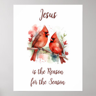 Kardinaal Rood Kerstmis Jezus Reden voor het Seizo Poster