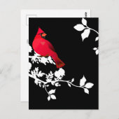 Kardinaal Rood Vogel Zwart Wit Modern Wenskaart Briefkaart (Voorkant / Achterkant)