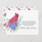 Kardinaal Roodvogel Funeral Dank je Kaart (Voorkant / Achterkant)