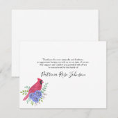 Kardinaal Roodvogel Funeral Dank je Kaart (Voorkant / Achterkant)