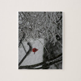 Kardinaal rust in de sneeuw legpuzzel