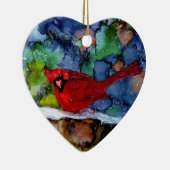 Kardinaal 's nachts keramisch ornament (Rechts)