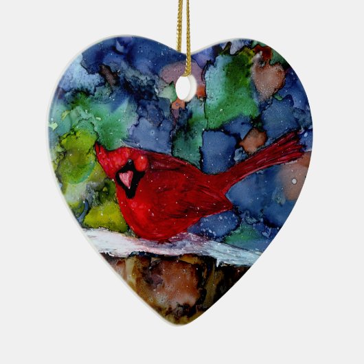 Kardinaal 's nachts keramisch ornament (Rechts)