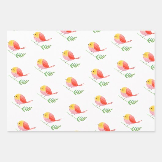 Kardinaal schattig bos - kerstcadeau voor rode vog inpakpapier vel (Voorkant 3)