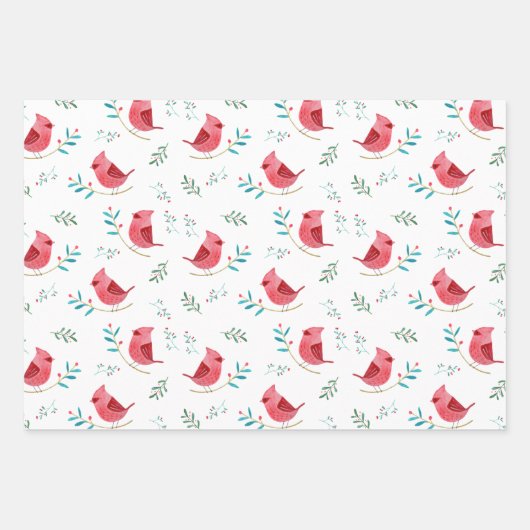 Kardinaal schattig bos - kerstcadeau voor rode vog inpakpapier vel (Voorkant 2)