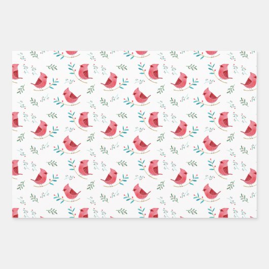 Kardinaal schattig bos - kerstcadeau voor rode vog inpakpapier vel (Voorkant)