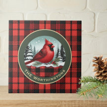 Kardinaal Sneeuw in Buffalo Plaid Familienaam Mono