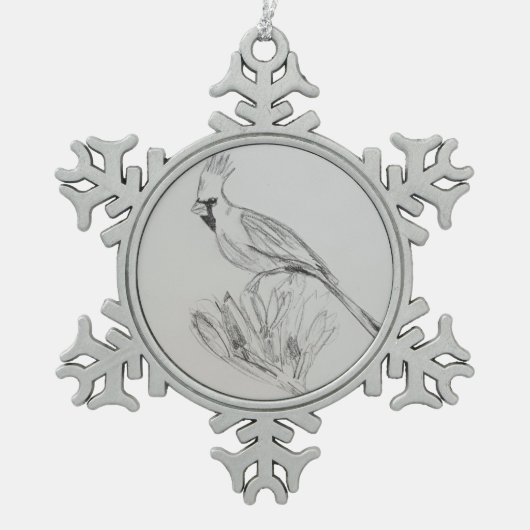 Kardinaal Snowflake ingelijst Ornament (Voorkant)