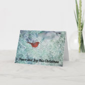 Kardinaal Snowy Branch Tree Christmas Kaart (Voorkant)