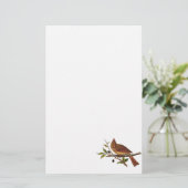  Kardinaal Song Bird Illustration - 1800's Briefpapier (Staand voorkant)