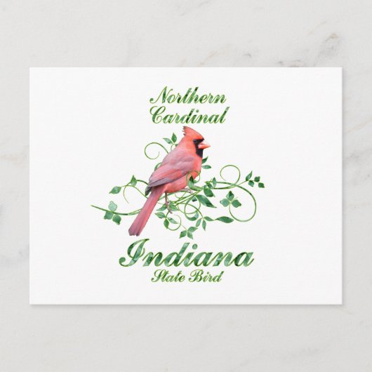 Kardinaal staatsvogel Indiana Briefkaart (Voorkant)