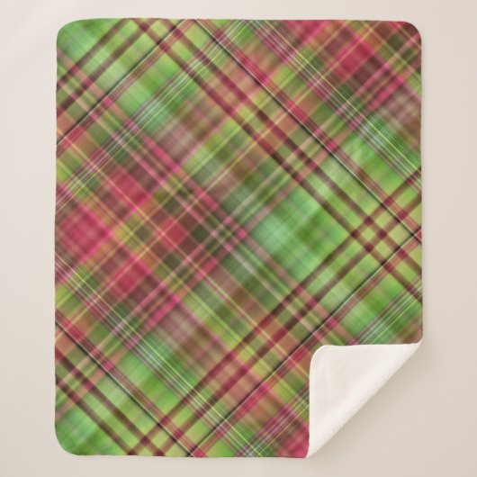 Kardinaal Struik Roze en Groen Plaid Sherpa Deken (Voorkant)