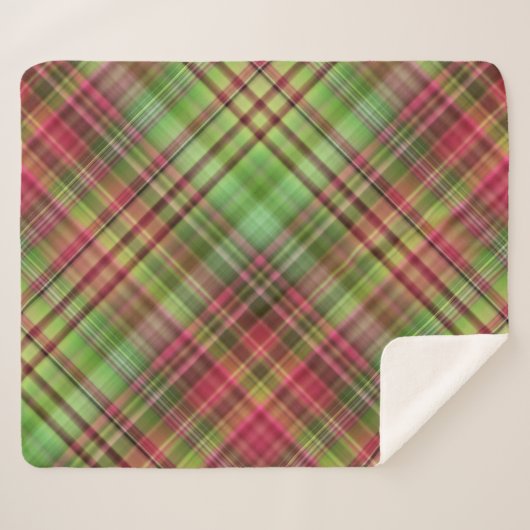 Kardinaal Struik Roze en Groen Plaid Sherpa Deken (Voorkant (horizontaal))