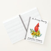 Kardinaal Sunflower Memorial Funeral Guestbook Notitieboek (Binnen)