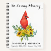 Kardinaal Sunflower Memorial Funeral Guestbook Notitieboek (Voorkant)