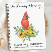 Kardinaal Sunflower Memorial Funeral Guestbook Notitieboek