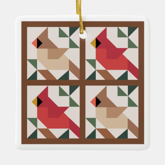 Kardinaal twee zijkanten Barn Quilt Ornament (Voorkant)