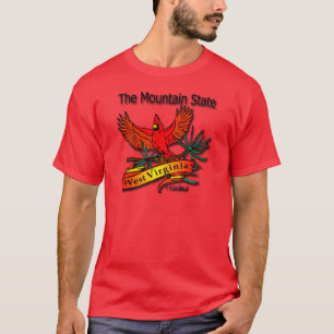 Kardinaal van de staat West Virginia Mountain T-shirt
