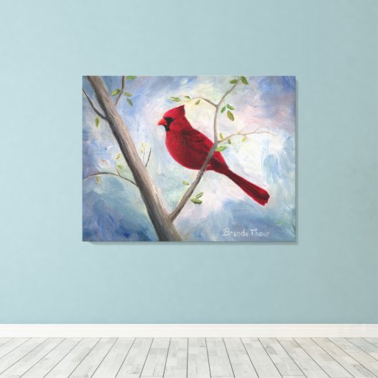 Kardinaal Verpakt Canvas Afdruk (Insitu (Houten vloer))