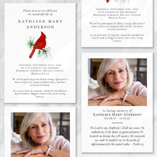 Kardinaal viering van het leven begrafenis kaart