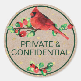 Kardinaal Vogel & Bessen Privé & Vertrouwelijk Ronde Sticker