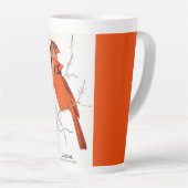 Kardinaal Vogel Illustratie Latte Mok (Rechterhoek)