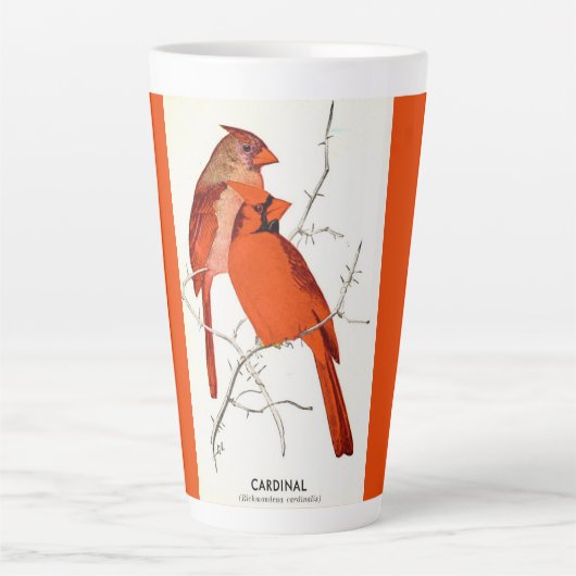 Kardinaal Vogel Illustratie Latte Mok (Voorkant)