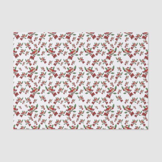 Kardinaal vogel in Santa Hat met Tissuepapier (Voorkant)