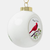 Kardinaal (vogel) keramische bal ornament (Links)