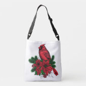 Kardinaal vogel, kersttekening crossbody tas (Achterkant)