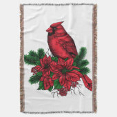 Kardinaal vogel, kersttekening deken (Voorkant Verticaal)