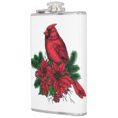 Kardinaal vogel, kersttekening heupfles (Links)