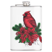Kardinaal vogel, kersttekening heupfles (Voorkant)