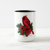 Kardinaal vogel, kersttekening mok (Midden)