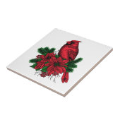 Kardinaal vogel, kersttekening tegeltje (Zijkant)