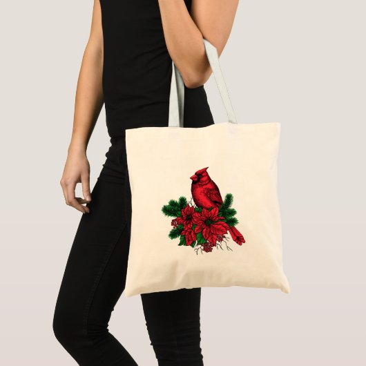 Kardinaal vogel, kersttekening tote bag (Voorkant (product))