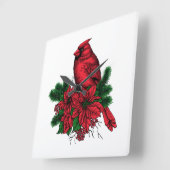 Kardinaal vogel, kersttekening vierkante klok (Hoek)