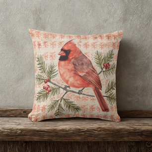  Kardinaal Vogel met Pine Branch Kussen