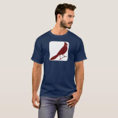 Kardinaal vogel op het witte vierkant T-shirt (Voorkant volledig)