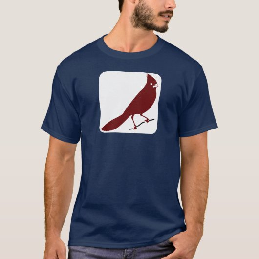 Kardinaal vogel op het witte vierkant T-shirt (Voorkant)