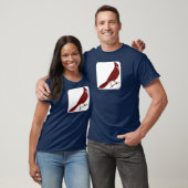 Kardinaal vogel op het witte vierkant T-shirt (Unisex)