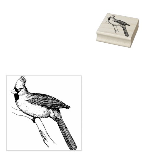 Kardinaal Vogel Rubber Stempel (Gestempeld)