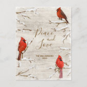 Kardinaal Vogel Vrede Liefde Kerstmis Familie Foto Briefkaart (Voorkant)